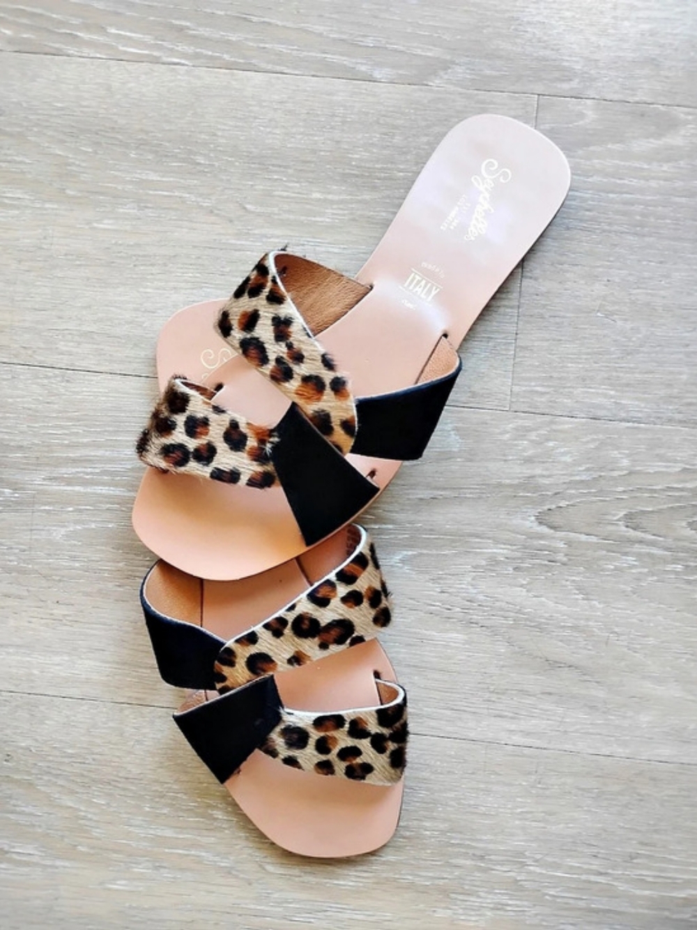 Seychelles Leopard Print Wedge Sandals in Brown & Black